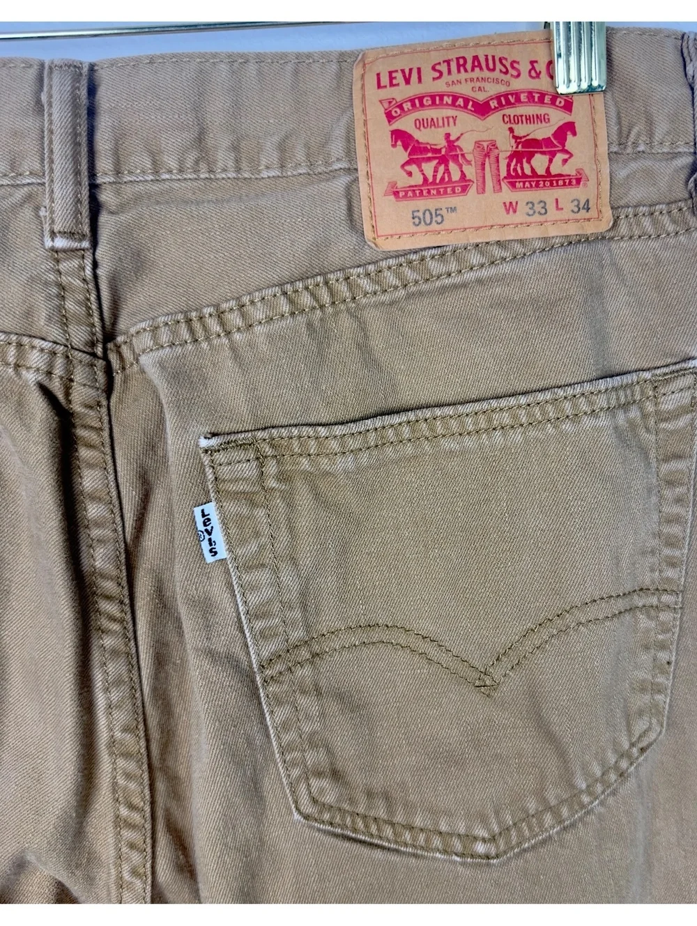 Levi’s 505 Men’s W33 L34 Brown Tan Straight Leg Jeans Classic Fit Denim Pants